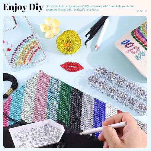 6100Pcs Resin Rhinestones for Crafting with 2Pcs 10ml B7000 Jewelry Glue, 1 Box Flatback Crystals Diamond (Clear) for Bedazzling Crafts DIY Nail Art Non Hotfix Gems for Clothing Shoes Tumblers - 1 Small Pack + 2Pc Glue - Clear thumbnail 7