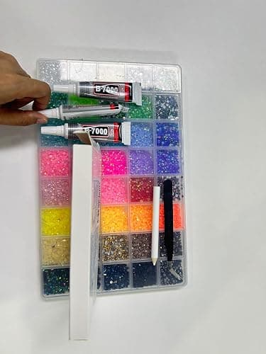 Zefy 40000 Pcs Resin Jelly Rhinestones for Bedazzling, 40 Colors 3mm Flatback Gems for Crafting, Bedazzling Kit with 3Pcs B7000 Glue for Clothing Shoes Nail Book Diamond Art thumbnail 9