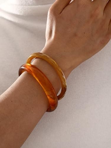 ÌF ME Acrylic Bangles Bracelets for Women, Irregular Acrylic Resin Chunky Bracelets Geometric Fashions Thick Statement bangle Set thumbnail 9