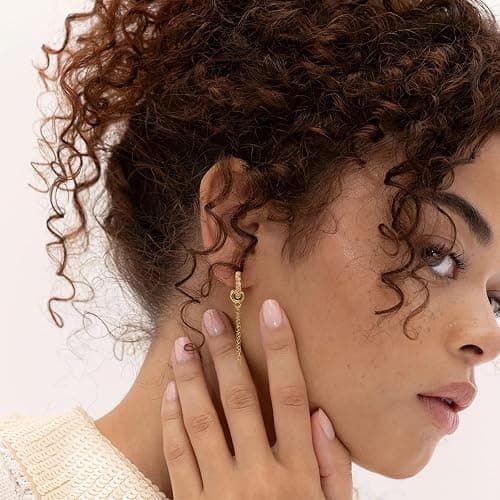KissYan Chain Earrings for Women, 14K Gold Plated Huggie Hoop Earrings Cubic Zirconia Detachable Multi-Wear Lightweight Hypoallergenic Dainty Jewelry Gifts thumbnail 4