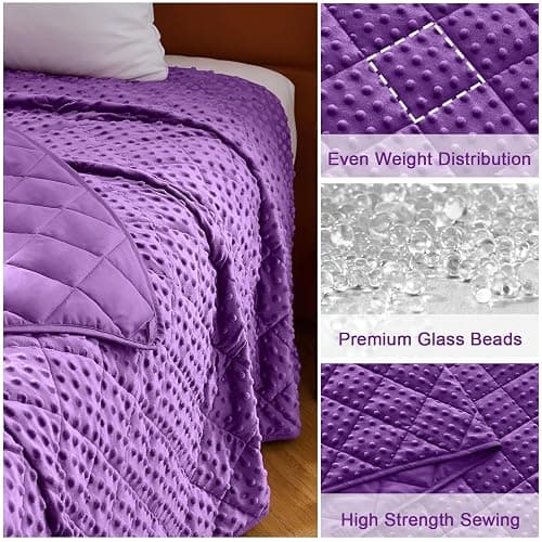 Purple Weighted Blanket for Adults 12lbs, 48"x72", Twin Full Size Cooling Minky Heavy Throw Blanket for 110-130lbs, Soft Winter Thick Big Blankets Weighted Comforter Gift for Sleeping thumbnail 6