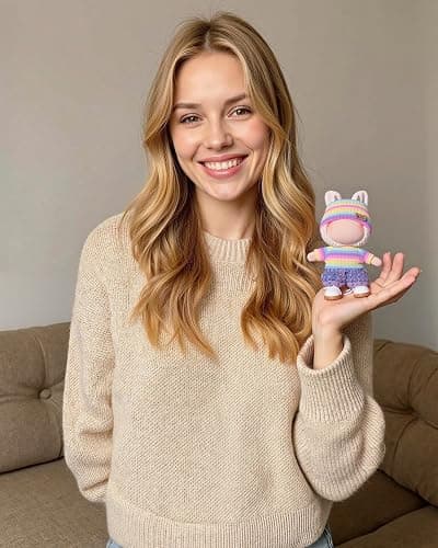 4pcs Handcrafted 15cm/17cm Doll Clothes Set for Labubu (No Doll), Cute and Premium Outfits Accessories, Hand Crocheted Hat, Sweaters, Skirt, Bag (Rainbow) AK052 thumbnail 6