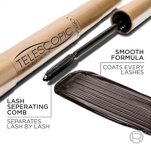 L’Oréal Paris Telescopic Mascara, Eyelash Lengthening Mascara, Unique Non-Clumping Formula, Delivers Intense Length, For Sensitive Eyes, Blackest Black, 8 ml thumbnail 4