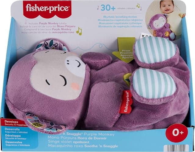 Fisher-Price Baby Toy Soothe ‘n Snuggle Purple Monkey Plush Portable Sound Machine with Breathing Motion & Lights for Newborns Ages 0+ Months thumbnail 6