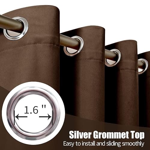 YoungsTex Dark Brown Velvet Curtains 84 Inch Length 2 Panels Set for Living Room, Chocolate Blackout Drapes Thermal Insulated with Grommet Privacy for Dining Bedroom, 2 Panels, 52 X 84 Inch thumbnail 6