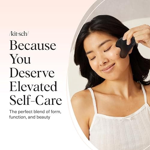 Kitsch Stainless Steel Gua Sha Facial Tools - Guasha Tool for Face, Face Sculpting Tool, Neck Massager, Double Chin Reducer Gua Sha Tools, Lymphatic Drainage Massager, Facial Skin Care - Matte Black thumbnail 8
