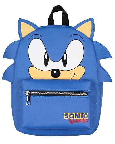 Bioworld Sonic The Hedgehog Character with 3-D Ears and Quills Mini Faux Leather Backpack For Men and Women thumbnail 2