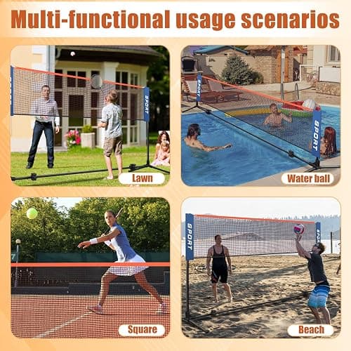 AKOZLIN Portable Badminton Net Set Height Adjustable Badminton Pickleball Net with Poles & Carry Bag for Badminton,Volleyball,Tennis, Pickleball,Soccer Tennis - Easy Setup thumbnail 6