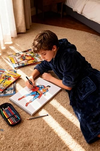 E.W Apparel Boys Fleece Robe Girls Hooded Bathrobe Toddlers Soft Fuzzy Robe for Kids thumbnail 9
