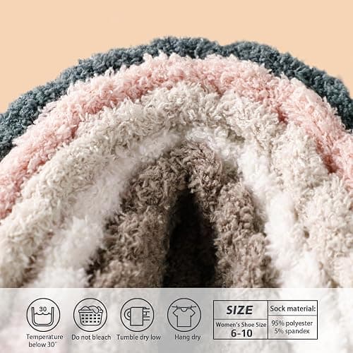 fauson Fuzzy Socks for Women, Fluffy Socks Womens, Cozy Slipper Sock for Women, Womens Winter Warm Fuzzy Sleeping Sock thumbnail 5