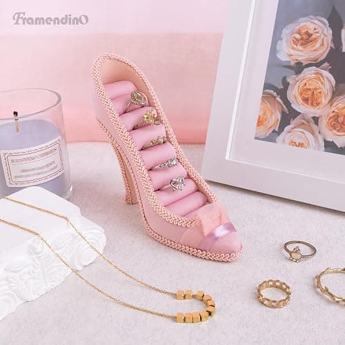 Framendino, 2 Pack High Heel Ring Display Holder Shoe Jewelry Heeled Earring Rack Elegant Tower Stylish Decoration Ornaginzer Bridal thumbnail 2