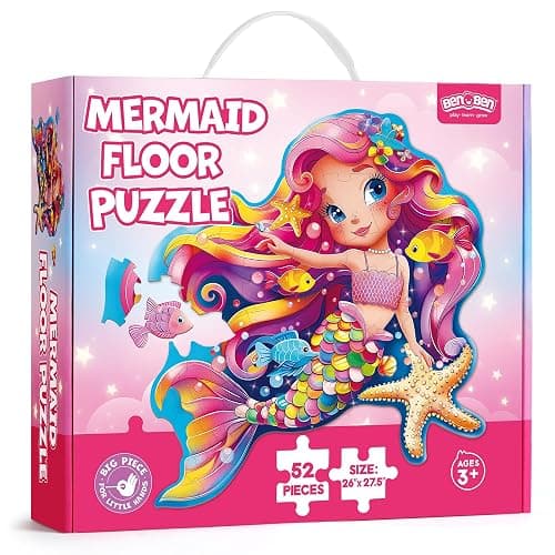BenBen Floor Puzzles for Kids Ages 4-6, 52 Piece Mermaid Puzzle for Toddlers 3-5, Mermaid Toys Birthday Gift for Girls Boys thumbnail 8