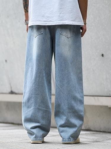 DFGIGT Mens Wide Leg Baggy Jeans Y2k Casual Fashion Loose Denim Pants Work Office Streetwear thumbnail 5