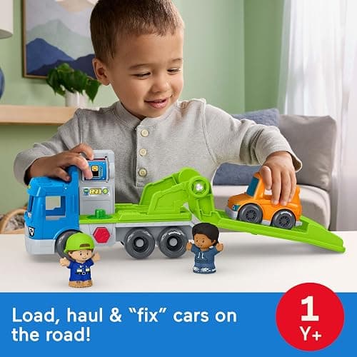 Fisher-Price Little People Load & Roll Hauler Playset | Toy Car Carrier, 3 Play Pieces, Mechanic Pretend Play, Toddlers & Preschool Kids Ages 1+ Years thumbnail 2