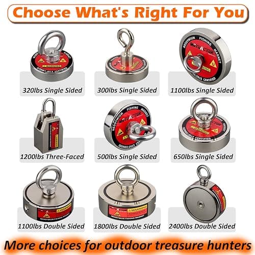MUTUACTOR Magnet Fishing Kit 500lbs Pulling Force,Φ2.36“ Heavy Duty Neodymium N52 Magnet with 20m(64 Foot) Durable Rope,Permanent Gaint Rare Earth Magnets for Lifting Objects Hunting Lost Treasures thumbnail 6