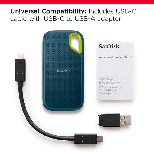 SanDisk 4TB Extreme Portable SSD - Up to 1050MB/s, USB-C, USB 3.2 Gen 2, IP65 Water and dust Resistance, Updated Firmware, Monterey - External Solid State Drive - SDSSDE61-4T00-G25M thumbnail 3