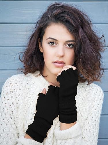 Pangda Knit Fingerless Gloves for Women Men Winter Wrist Half Finger Stretchy Gloves Lengthen 3.54 Inches Wrist Mittens thumbnail 7