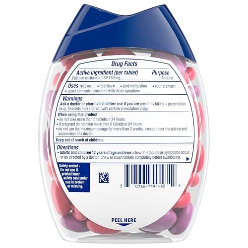 TUMS Chewy Bites Antacid Tablets for Chewable Heartburn Relief and Acid Indigestion Relief, Assorted Berries - 60 Count thumbnail 12