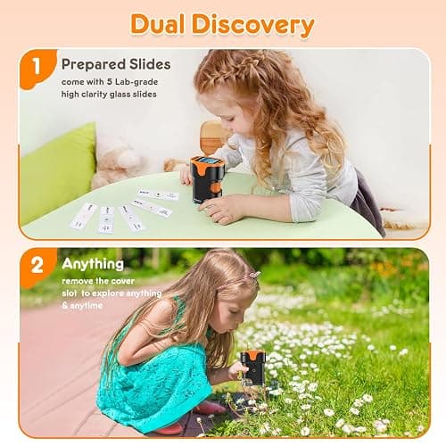 1000X Handheld Microscope for Kids 4K 2.0" Screen Rechargeable Mini Pocket Digital Microscopes w/Slides Kit Portable Edu Gift Age 4-6 8-12 Children Students thumbnail 4