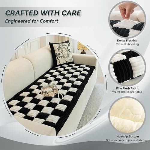 SRFYBGPY Couch Cover for Dogs Washable, Non Slip Fuzzy Pet Couch Covers for 3 Cushion Sofa Pet Friendly,All Seasons Soft Plush Furniture Bed Mats Sofa Slipcovers thumbnail 3