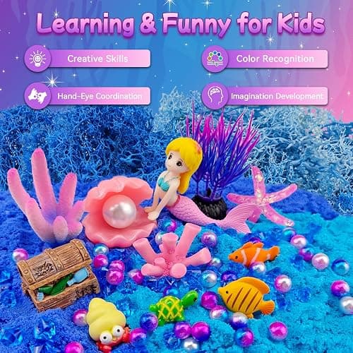 7july Mermaid Terrarium Craft Kit for Kids - LED Night Light Up & Remote Mermaid Birthday Gifts Toys for Girls Age 5 6 7 8 9 10 11 12 Year Old thumbnail 5