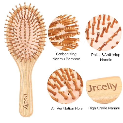 3PCS Bamboo Hair Brush Set,Natural Wooden Brush for Women, madam, Paddle Detangling Brush for Dry/Curly/Thick/Thin/Straight Hair thumbnail 7