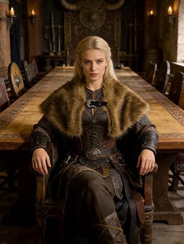 Viking Fur Shawl Collar Medieval Faux Fur Mantle Shoulder Wrap for Women Viking Costume Accessory thumbnail 5