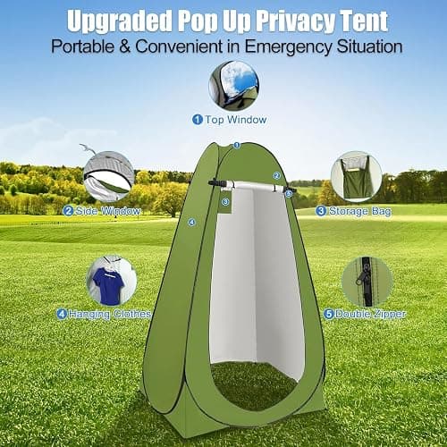 BLIKA Portable Toilet Kit for Camping, Camp Toilet with Pop-Up Privacy Tent, Toilet Bags and Eco Absorbent Gel, Foldable Portable Toilet for Adults, Portable Outdoor Shower Tent Camp Toilet thumbnail 9
