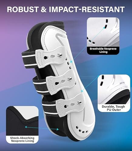 HackFond Horse Tendon Boots, Fetlock Boots & Open Front Boots for Jumping, Set of 4, Horse Protection Leg Guard thumbnail 3