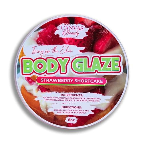 Canvas Beauty Body Glaze, Strawberry Shortcake Scented – Sugary Sweet + Gourmand, Moisturizing Non-Greasy Body Butter for Women With Beeswax, Jojoba Oil, and Rice Bran for Soft and Glossy Skin - Image 1
