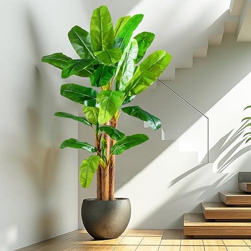 Erimda 8.2FT Artificial Banana Tree Tall Fake Banana Leaf Plant Faux Banana Silk Tree Faux Banana Leaves for Home Swimming Pool Indoor Outdoor Patio Tropical Decor thumbnail 3