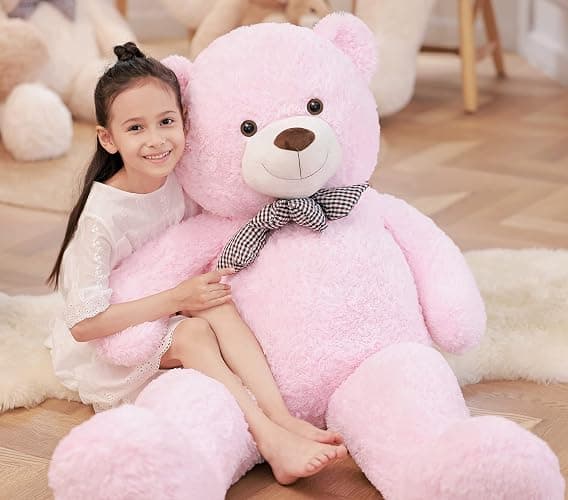 Poutmac Big Pink Teddy Bear 4Ft Giant Stuffed Animal Plush Toy for Girlfriend Women Kids for Valentines Christmas Birthday thumbnail 2