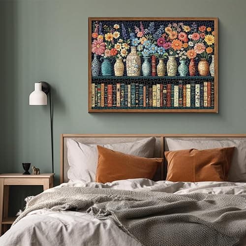 Wildflower Puzzles for Adults 1000 Pieces, PICKFORU Vintage Flower Book Puzzle, Wildflower Pages Jigsaw Puzzle for Book Lover, Floral Art Bookshelf Library Puzzles thumbnail 6
