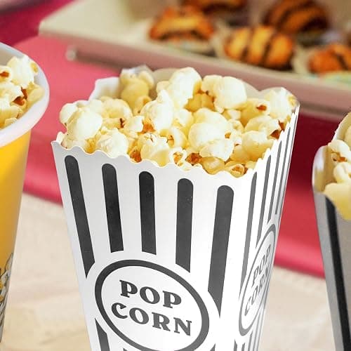 Novelty Place 12 Pcs Classic Popcorn Boxes, 46 oz Black and White Striped Cardboard Popcorn Container for Movie Night Party - 7.8" Tall x 3.9" Square thumbnail 2