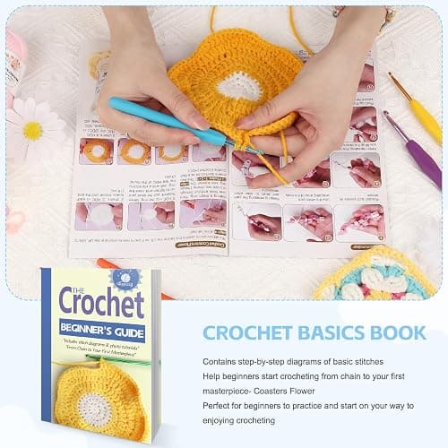 Reessy Crochet Kits for Beginners Adults, Complete Crochet Kit with 15Pcs × 25g Yarn Ergonomic Metal Crochet Hooks 2.0-10.0mm Storage Bag, Crochet Starter Kits for Adults Learn to Crochet- Grey thumbnail 6
