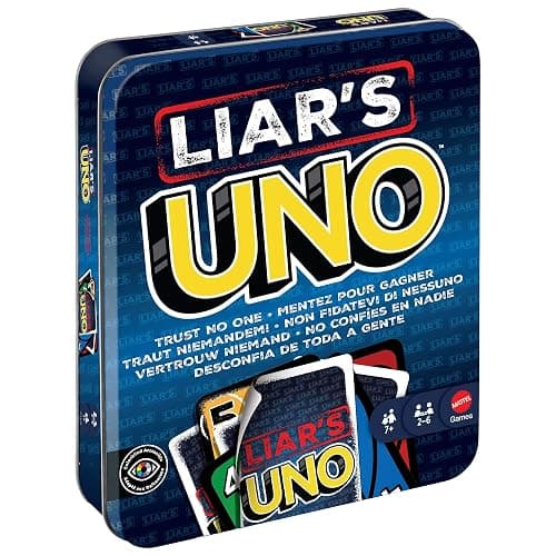 Mattel Games Liar’s UNO Card Game in Travel & Storage Tin for Adults, Kids, Families, Parties & Game Nights, Outwit Other Players with Bluffing & Trickery (Amazon Exclusive) thumbnail 8