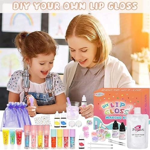 BRIPATI DIY Lip Gloss Making Kit - All-in-One to Make Your Own Lip Care Gloss Set with Clear Base, Pigments, Glitter, Tubes, Fun Creative Gift for Women Girls Makeup Lovers in Christmas Birthdays thumbnail 5
