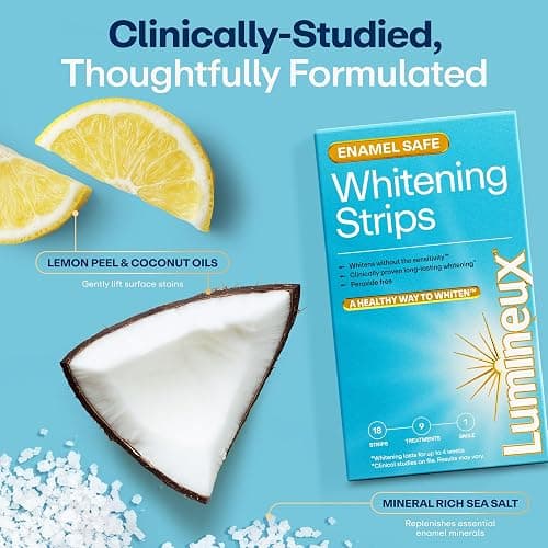 Lumineux Teeth Whitening Strips Kit - 9 Treatments (1 Month) - Peroxide Free - Enamel Safe for Whiter Teeth - Whitening Without The Sensitivity - Dentist Formulated - Sensitivity Free thumbnail 5