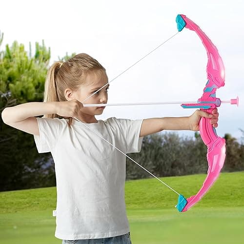 JOYIN Pink Bow and Arrow Set for Girls, LED Light Up Archery Toy Set with 9 Suction Cup Arrows, Target & Arrow Case, Christmas Indoor Outdoor Activity Toy for Kids Girls Ages 3-12 - Pink thumbnail 2