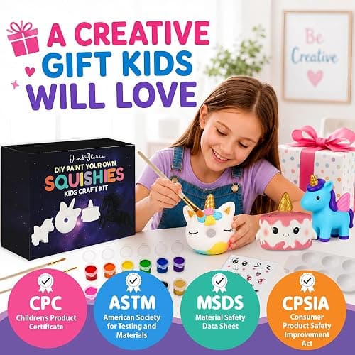 Jim&Gloria Paint Your Own Squishies, Jumbo Squishy Gifts for Girls and Boys 8 9 10 11 12 13 14, Arts and Crafts for Kids, Party Favors for Birthday, Christmas Gift for Kids, Pack of 3 thumbnail 6