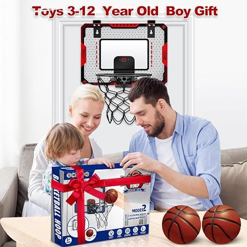 Indoor Basketball Hoop for Kids 5 6 7 8 9 10+Years Old Boys,Mini Basketball Hoop Over The Door Mini Hoop with Electronic Scoreboard & 3 Balls,Kids Basketball Hoop Sport Toys for Gift for Boys Age 5-10 thumbnail 2