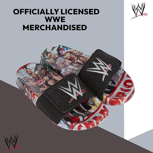 WWE Boys Slides Sandals – John Cena Roman Reigns Seth Rollins Championship Belt Pool Beach Slip On Shoes for Kids thumbnail 6