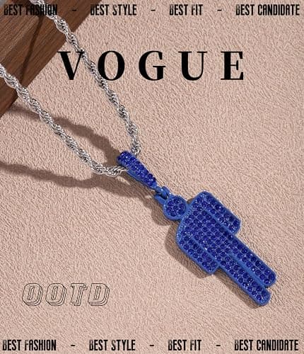 Ticome Women's and Men's Colourful Human Diamond Necklace, Stainless Steel Hip Hop Bad Guy Villain Necklace,Slant Head Trendy Shining Accessories thumbnail 4