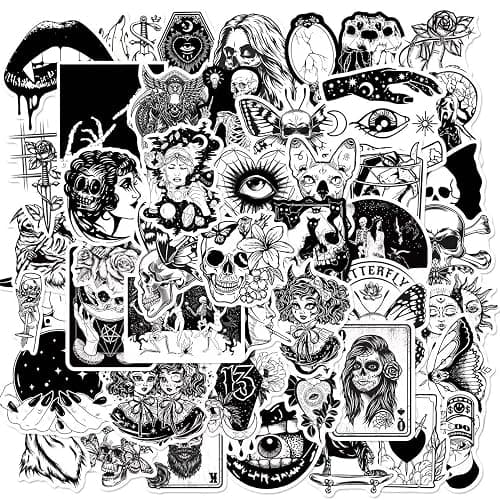 200 Pcs Horror Goth Decor Stickers Bulk.Goth Accessories.Cool Skull Horror Stickers Pack for Adults Mens Teens Girls.Dark Halloween Gothic Stickers Decals for Car,Water Bottles Kindle thumbnail 5