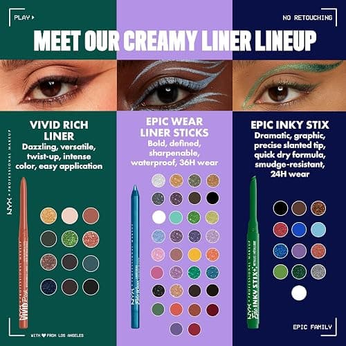 NYX PROFESSIONAL MAKEUP Epic Inky Stix Eyeliner, Mechanical Cream Gel Eyeliner, Waterproof Formula With Up To 24HR Wear - 01 Black Screen (Matte Black) thumbnail 7