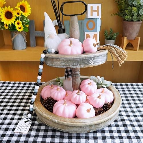 Winlyn 12 Pcs Artificial Pink Pumpkins 3 Sizes Small Fall Decorative Pumpkins Foam Pumpkins Faux Pumpkins Decor for Autumn Wedding Baby Shower Pink Halloween Party Thanksgiving Harvest Table Wreath - Pink thumbnail 7