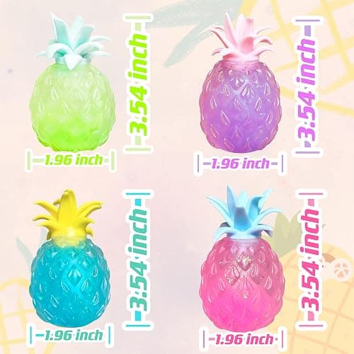 Pineapple Stress Balls for Kids and Adults Squishy Glitter Fruit Fidget Toys, (4pack) Sensory Stress Relief Toy Stretch Squeeze Ball, Stress Anxiety Relief Fidget Squishy Ball for ADHD Autism thumbnail 5