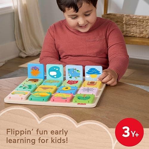 Fisher-Price Wood Preschool Toy Lift & Reveal Board, Early Learning Activity for Fine Motor Developmental Play Kids Ages 3+ Years thumbnail 3