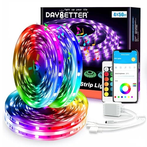 DAYBETTER Led Strip Lights Smart with App Control Remote, 5050 RGB for Bedroom, Music Sync Color Changing for Room Party 200 ft (4 Rolls of 50 ft) - Image 1