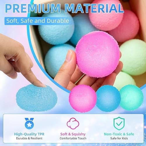 3pcs Squishy Textured Stress Balls Silky Fidget Toys for Anxiety Relief | Soft Squeeze Squishies Sensory Party Favors for Kids/Adults Hand Exercises 1.85inch thumbnail 3